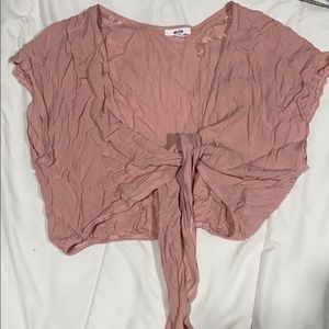 PINK TIE UP CROP TOP